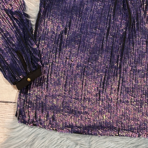 NWT Oliphant Purple Sequin V-neck Shimmer Blouse - Picture 9 of 9